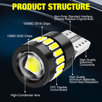 Bombilla LED 6000K blanco 501 W5W T10 sin errores para cúpula de coche mapa puerta cortesía matrícula tablero instrumento