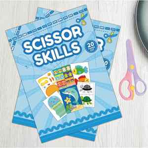 Libro de Actividades de Recortes y Pegatinas para Practicar Habilidades de Corte y Pegado, Crear Animales Oceánicos, Tema de Dibujos Animados Lindos - Product Image 1