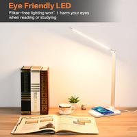 Lampe de lecture de table à éclairage direct d'usine, lampe d'étude, lampe de bureau en aluminium pliable avec charge sans fil rapide 10w