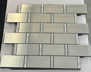 Moderne Piastrelle <span class=keywords><strong>a</strong></span> Mosaico in Vetro Specchiato Argento Autoadesive da 4mm per Decorazione Murale Interna - Product Image 3