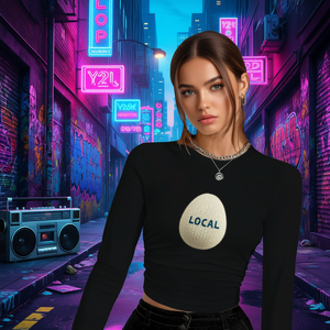 เสื้อยืดแขนยาวผู้หญิงสไตล์ Y2K พร้อมดีไซน์คอกลมผ้าถักพิมพ์ลายไข่สำหรับทุกฤดูกาล - Product Image 2