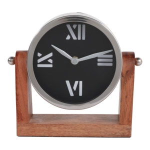 Orologio da Tavolo Moderno Rotondo con Numeri Romani per Arredamento Casa e Soggiorno, Piccolo Orologio da Mensola - Product Image 1