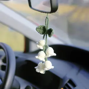 Handmade Crochet Car Ornamento Bonito Pouco De Malha Flor Car Interior Pendurado Decoração Mão Tecidos Flor