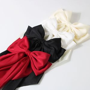 Aksesori rambut wanita, Fashion elegan pita merah simpul kain klip rambut gaya Korea pita panjang kupu-kupu busur klip rambut - Product Image 3