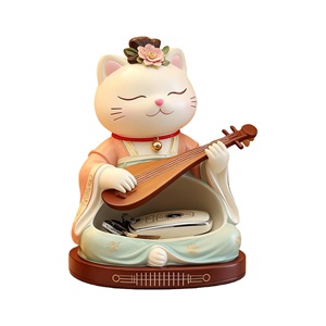 Bol <span class=keywords><strong>de</strong></span> rangement Pipa Cat <span class=keywords><strong>de</strong></span> style chinois traditionnel - Statue figurine personnalisée pour entrée et bureau, idéal pour organiser clés et pièces <span class=keywords><strong>de</strong></span> monnaie - Product Image 1