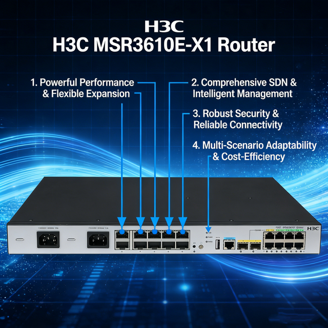 New Wired Router H3C MSR3610E-X1 10 Gigabit Enterprise-class High-speed Network Gateway 105Gbps Switching Capacity 30Mpps 1 RU