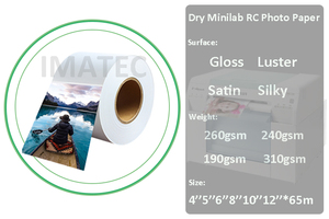 Inkjet 190gsm <strong>Glossy</strong>/Luster/Satin RC Waterproof <strong>Minilab</strong> Photo <strong>Paper</strong> for Fujifilm - Product Image 5