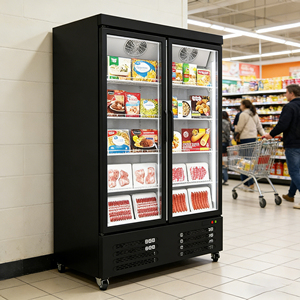 Congélateur vertical à refroidissement rapide pour magasin de proximité, réfrigérateur commercial de présentation, vitrine de supermarché avec porte vitrée - Product Image 1