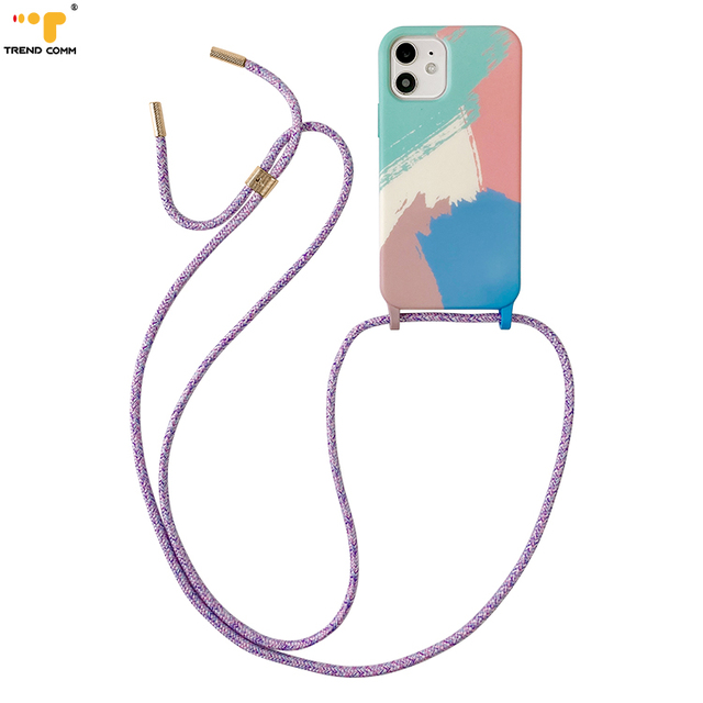 2026 Wholesale Custom Rainbow Design for iPhone 16 PRO MAX Silicone Case TPU Crossbody Necklace Water Paste Mobile Phone Cover