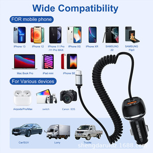 ขายส่ง สายชาร์จในรถยนต์แบบสปริงคุณภาพพรีเมียม OEM แบบกำหนด<span class=keywords><strong>เ</strong></span>องได้ รองรับ PD 30W |   QC 18W ที่ชาร์จในรถยนต์แบบเร็วปลอดภัย USB C - Product Image 5