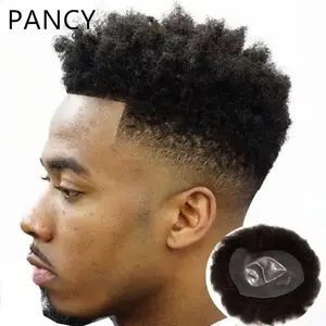 PANCYアフロヘアピースマンヘアウィッグナチュラルカツラ、黒人男性用アフロカツラNgウィッグヘア交換システムピースアフリカ