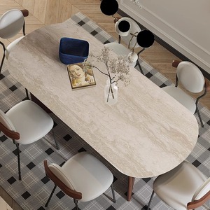 Ensemble table et chaises <span class=keywords><strong>de</strong></span> salle à manger ovales en bois massif, style Mid-Century Modern, 4 à 6 places, mobilier <span class=keywords><strong>de</strong></span> <span class=keywords><strong>cuisine</strong></span> complet pour la vente en gros aux restaurants - Product Image 2