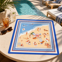 Tapis de jeu de table carré moderne de luxe américain, imprimé rayures estivales, imperméable, antidérapant et silencieux