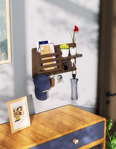 <span class=keywords><strong>Porte</strong></span>-clés en bois mural avec aimant suspendu <span class=keywords><strong>porte</strong></span>-courrier en bois avec crochets à clé en bois organisateur de cintre à clé mural - Product Image 2