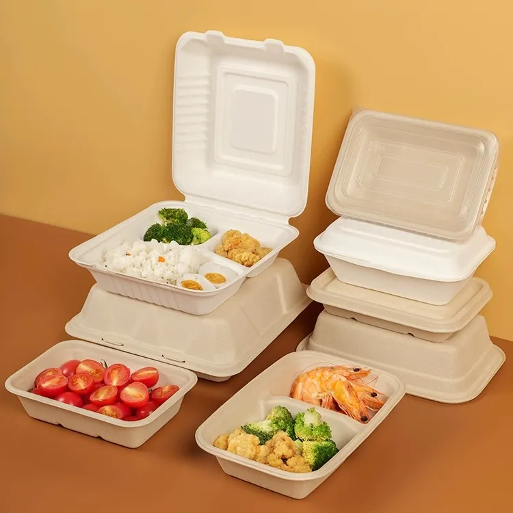 Walson Custom Composteerbaar Eco Suikerriet Bagasse Pulp Verpakking Voedselcontainer Bagasse Materiaal Te Gaan Lunchbox