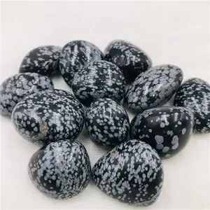 Wholesale bulk natural healing crystals snowflake obsidian tumbled stones for decoration