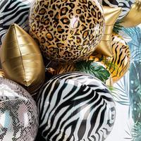 Balon Pola Leopard Zebra Harimau Jerapah Ular untuk Dekorasi Pesta Tema Safari Hutan 22 Inch Balon Foil 4D Motif Hewan
