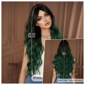 Parrucche sintetiche multicolori di colore lungo ricci e iridescenti per le donne festa quotidiana Cosplay <span class=keywords><strong>capelli</strong></span> resistenti al calore con frangia - Product Image 5