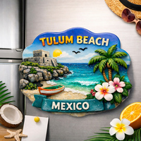 Aimant de plage en résine personnalisé avec logo, souvenir de la Riviera Maya au Mexique, aimant de réfrigérateur de la plage d'Akumal