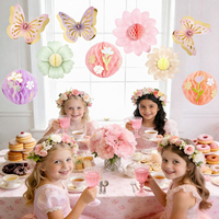 Décoration suspendue en forme de papillon pastel en nid d'abeille en acier inoxydable, fournitures florales pour fêtes d'anniversaire, décorations de printemps, Thanksgiving