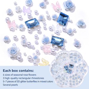 Accessoires de décoration pour ongles en résine plastique, motifs 3D, 7 grilles, breloques acryliques, papillons et fleurs, vente chaude - Product Image 5
