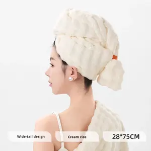 Bonnet de séchage capillaire en polaire corail épaissie à queue large, motif fruits de dessin animé, pour <span class=keywords><strong>femme</strong></span>, esthétique haut de gamme, séchage rapide, super absorbant - Product Image 1