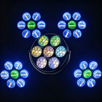 Lampe rétro à 7 yeux, 7 x 50W LED, éclairage de scène, éclairage RGB coloré, DMX512, adapté aux fêtes, aux bars et aux mariages