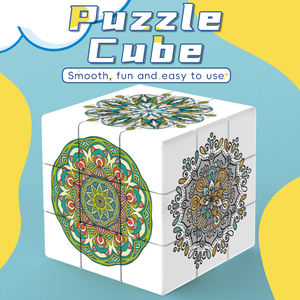 Cube en plastique de 5,6 cm, <span class=keywords><strong>jeu</strong></span> personnalisé, créez votre propre marque, cubes fabriqués directement en usine, peinture UV, angle droit, peinture mandala - Product Image 2