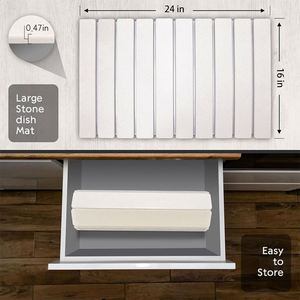 Tapete Plegable Super Absorbente de Piedra para Secar Platos, Grande, para Encimera de Cocina, Plegable, 24X16, Gris - Product Image 6