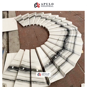 Escalera de mármol blanco con forma de Panda para interiores, baldosas de suelo en espiral de piedra negra, escalón flotante, precio de fábrica - Product Image 5