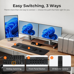 TESmart 4 Port Triple <strong>Monitor</strong> KVM <strong>Switch</strong> HDMI 4K60Hz with USB 3.0 Hub, Headset, Audio&amp;Microphone KVM Switcher - Product Image 6