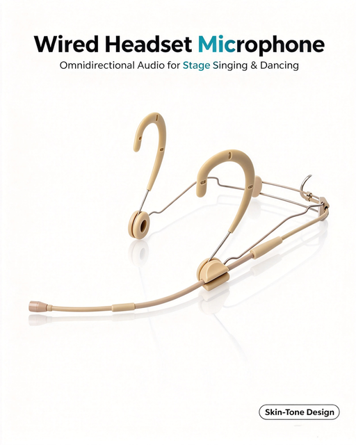 Wired Headset Condenser Microphone Omnidirectional XLR Connector Noise Cancelling Lightweight Metal Vocal Stage Performance