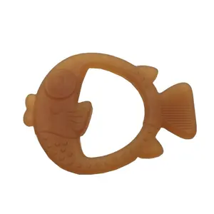 Mordedor de goma transparente con forma de pez para bebé hecho de látex natural 100% de Hevea Tree