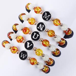 <span class=keywords><strong>Jane</strong></span> <span class=keywords><strong>Eyre</strong></span> Gros Mode 26 Initiales De Yoga Coloré Perles 8 mm Pierres De Lave Noire Perlée Lumineux Lettres Bracelets - Product Image 1