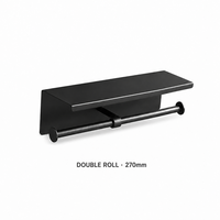 Porte-rouleau de papier toilette double noir sans perçage avec étagère en acier inoxydable
