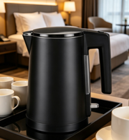 Tasse à eau chaude électrique à double paroi en acier inoxydable de 0,8 L avec indicateur de niveau d'eau, 1000 W, commande mécanique HD1008