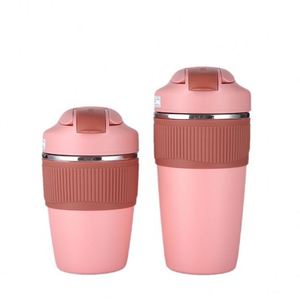 Simple and Fashionable Coffee Cup with Heat-resistant Cup Sleeve and Straw Made of Stainless Steel <b>Mug</b> - Product Image 1