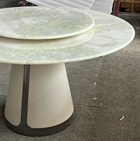Table à manger moderne de luxe en marbre onyx avec base sur piédestal, plateau rotatif, haute qualité, écologique, imperméable, mobilier pour hôtel et maison