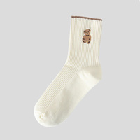 Hommes Femmes Unisexe Couple Ours en peluche Palmier Ange Angle Brodé Coton Chaussettes de Sport