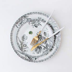 <span class=keywords><strong>Vajilla</strong></span> de tulipán, plato redondo de estilo Retro británico, plato de cerámica para carne de estilo occidental para el hogar - Product Image 1