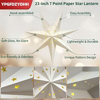 Lanterne en papier 3D de 23 pouces avec lumières LED - Design suspendu à 7 points pour Noël, anniversaire, décoration classique blanche intérieure et extérieure