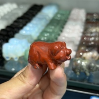Figurine de cochon en cristal naturel en gros, statue en pierre brute, pierre de guérison Reiki, ornement animal du zodiaque, Feng Shui de luxe