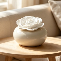 Diffuseur d'huiles essentielles en plâtre parfumé à la fleur, en porcelaine faite à la main, pour la maison, en bouteille céramique de 100 ml