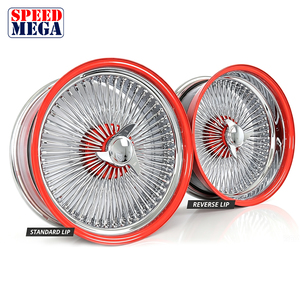 ล้อแม็กซ์ Speedmega 22x8 แบบ Reverse 150-Spoke Straight Lace สีโครเมียมแดง  ทำจากอะลูมิเนียมฟอร์จ  ขึ้นรูปด้วยเครื่อง CNC สำหรับรถเชฟวี่ - Product Image 1