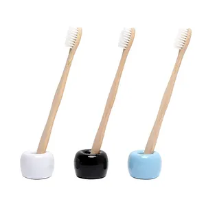 From China Chinese Supplier Round Base Wooden Shelf Manufacturer Hanger Case Bamboo Toothbrush Holder
