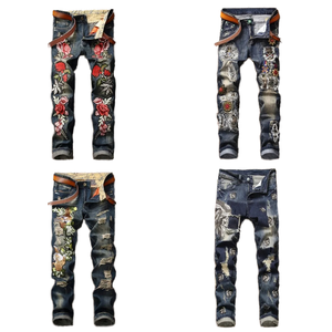 Jeans <span class=keywords><strong>de</strong></span> <span class=keywords><strong>Moda</strong></span> Urbana <span class=keywords><strong>para</strong></span> Hombre, Jeans con Estampado 3D, <span class=keywords><strong>Pantalones</strong></span> Hip-hop <span class=keywords><strong>para</strong></span> Hombre, Corte Ajustado, Estilo Punk, Jeans <span class=keywords><strong>de</strong></span> Diseñador - Product Image 1
