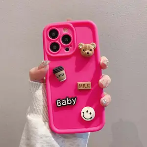 Joli bébé doux ours poupée tasse à café Design Silicone TPU étui de téléphone portable pour Iphone 11 12 13 15 Pro Max