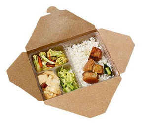 Caixa de papel do cartão descartável da caixa do almoço do cartão da embutir recipiente do papel do alimento com bandeja plástica interna - Product Image 1