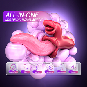 Mainan Lidah Dewasa Wanita dengan 9 Mode <span class=keywords><strong>Vibrator</strong></span> G-spot Kelinci Stimulasi Klitoris Fungsi Menjilat Mengayun Mengisap Menyodok Bergetar - Product Image 2