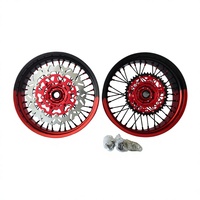 Ensemble de roues Supermoto de 17 pouces pour Honda CR CRF 2002-2024, jantes de course en alliage d'aluminium CNC bleu clair, en stock